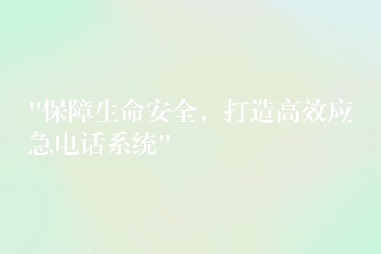  “保障生命安全，打造高效應(yīng)急電話系統(tǒng)”