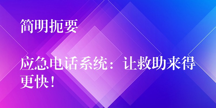  簡明扼要

應(yīng)急電話系統(tǒng)：讓救助來得更快！