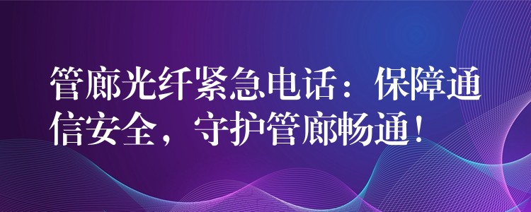  管廊光纖緊急電話：保障通信安全，守護(hù)管廊暢通！