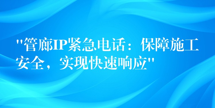  “管廊IP緊急電話：保障施工安全，實現(xiàn)快速響應(yīng)”