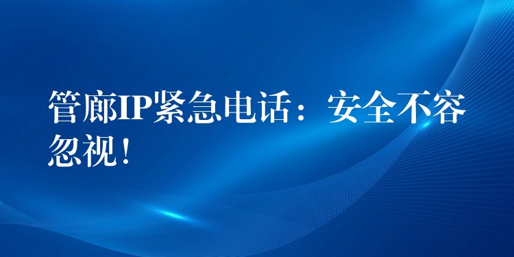  管廊IP緊急電話：安全不容忽視！
