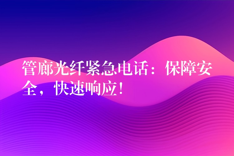  管廊光纖緊急電話：保障安全，快速響應(yīng)！