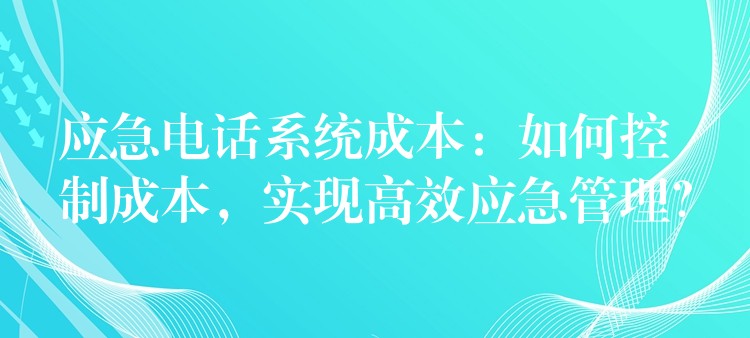  應(yīng)急電話系統(tǒng)成本：如何控制成本，實現(xiàn)高效應(yīng)急管理？