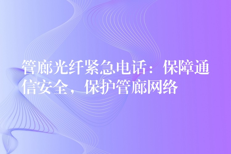  管廊光纖緊急電話：保障通信安全，保護(hù)管廊網(wǎng)絡(luò)