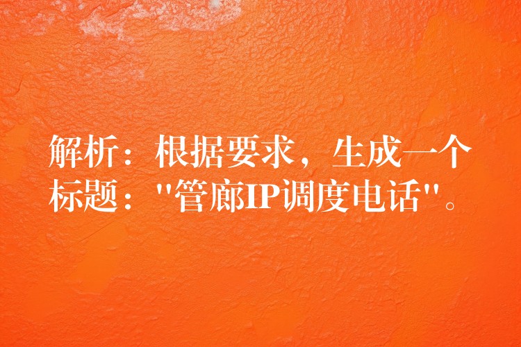  解析：根據(jù)要求，生成一個(gè)標(biāo)題：”管廊IP調(diào)度電話(huà)”。