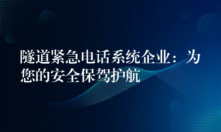  隧道緊急電話系統(tǒng)企業(yè)：為您的安全保駕護(hù)航