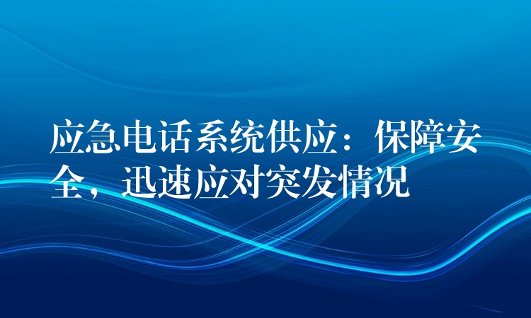  應(yīng)急電話系統(tǒng)供應(yīng)：保障安全，迅速應(yīng)對(duì)突發(fā)情況