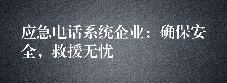  應(yīng)急電話系統(tǒng)企業(yè)：確保安全，救援無憂