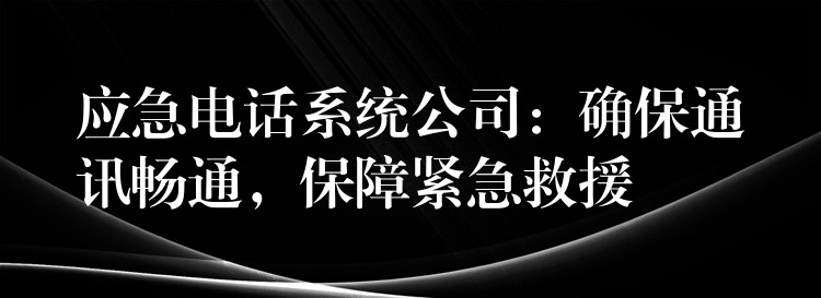  應(yīng)急電話系統(tǒng)公司：確保通訊暢通，保障緊急救援