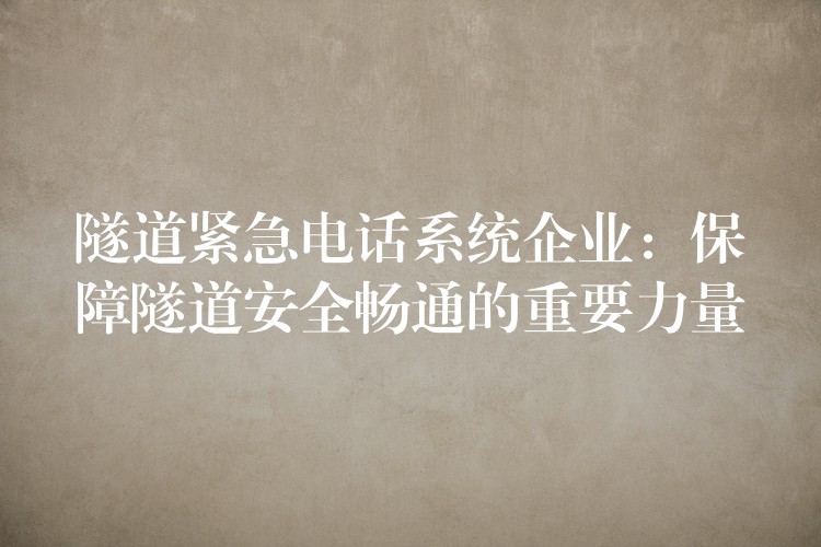 隧道緊急電話系統(tǒng)企業(yè):保障隧道安全暢通的重要力量 隧道緊急電話系統(tǒng)企業(yè):保障隧道安全暢通的重要力量