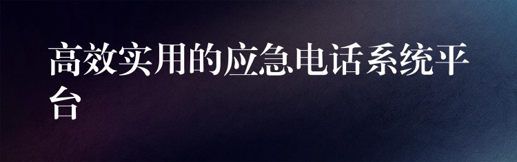 高效實用的應(yīng)急電話系統(tǒng)平臺 高效實用的應(yīng)急電話系統(tǒng)平臺