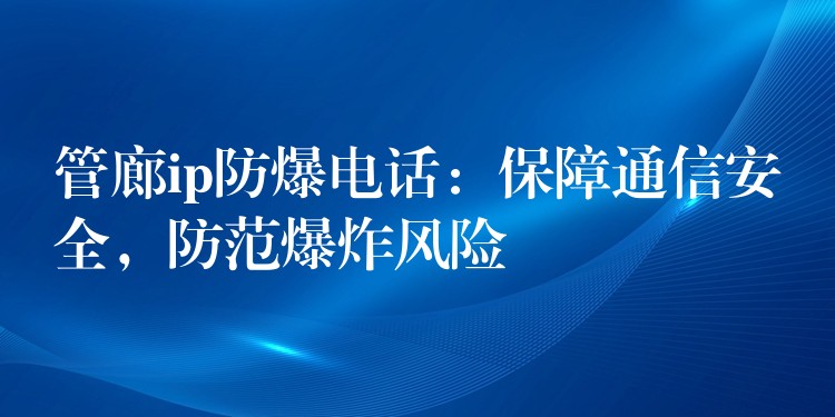  管廊ip防爆電話：保障通信安全，防范爆炸風(fēng)險(xiǎn)