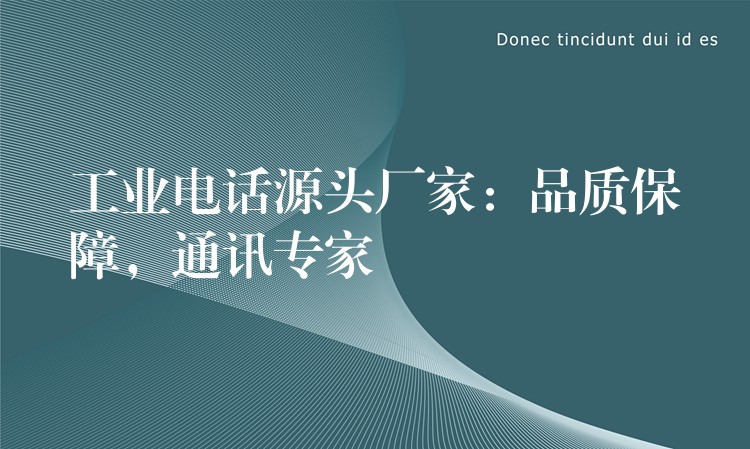  工業(yè)電話源頭廠家：品質(zhì)保障，通訊專家