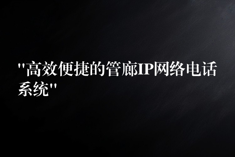  “高效便捷的管廊IP網(wǎng)絡(luò)電話系統(tǒng)”