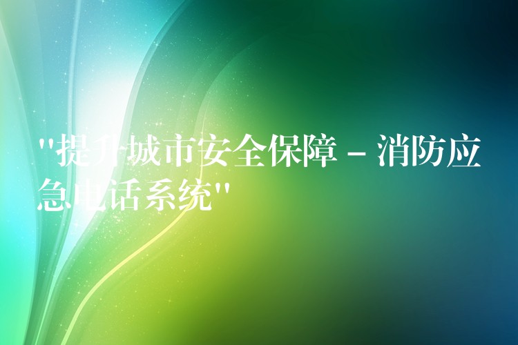  “提升城市安全保障 – 消防應(yīng)急電話系統(tǒng)”
