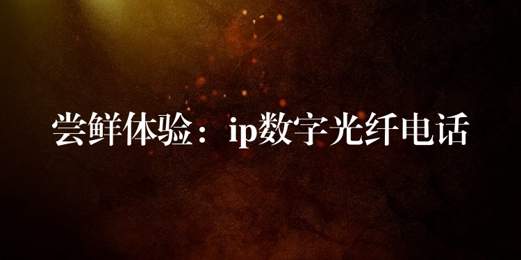  嘗鮮體驗(yàn)：ip數(shù)字光纖電話