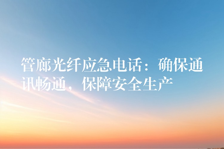  管廊光纖應(yīng)急電話：確保通訊暢通，保障安全生產(chǎn)