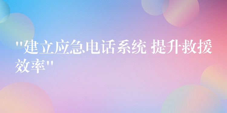  “建立應(yīng)急電話系統(tǒng) 提升救援效率”